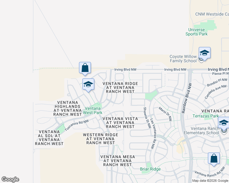 map of restaurants, bars, coffee shops, grocery stores, and more near 10440 Rayner Drive Northwest in Albuquerque