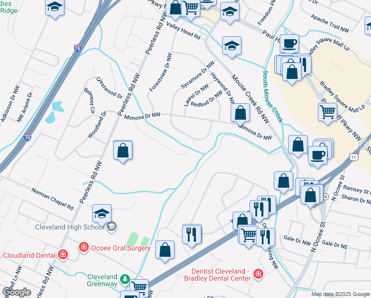 map of restaurants, bars, coffee shops, grocery stores, and more near 622 Beech Circle Northwest in Cleveland