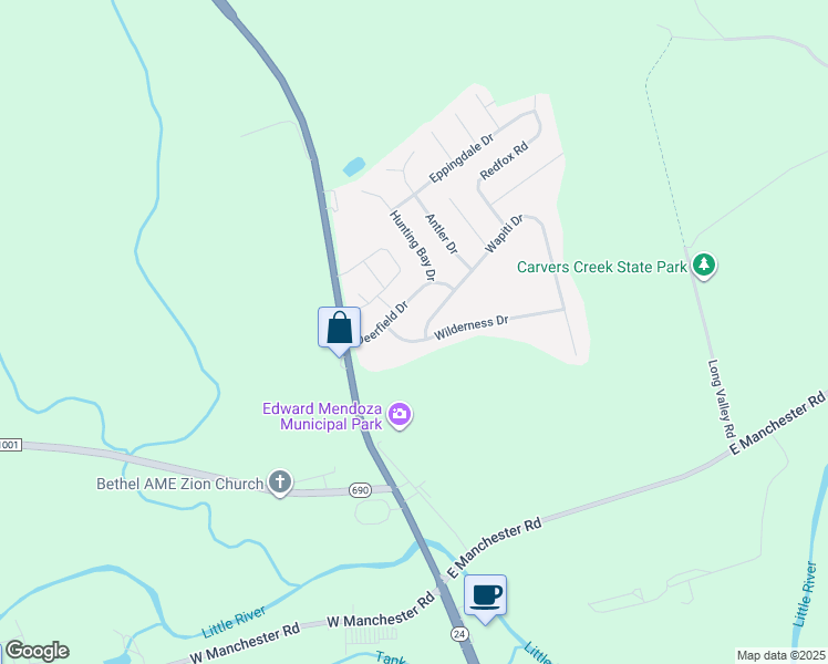 map of restaurants, bars, coffee shops, grocery stores, and more near 101 Wapiti Drive in Spring Lake