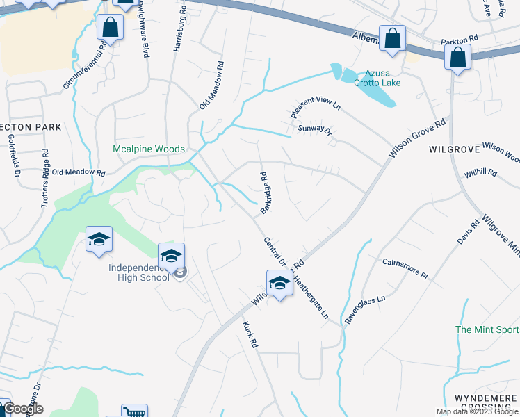 map of restaurants, bars, coffee shops, grocery stores, and more near 9702 Barkridge Road in Mint Hill