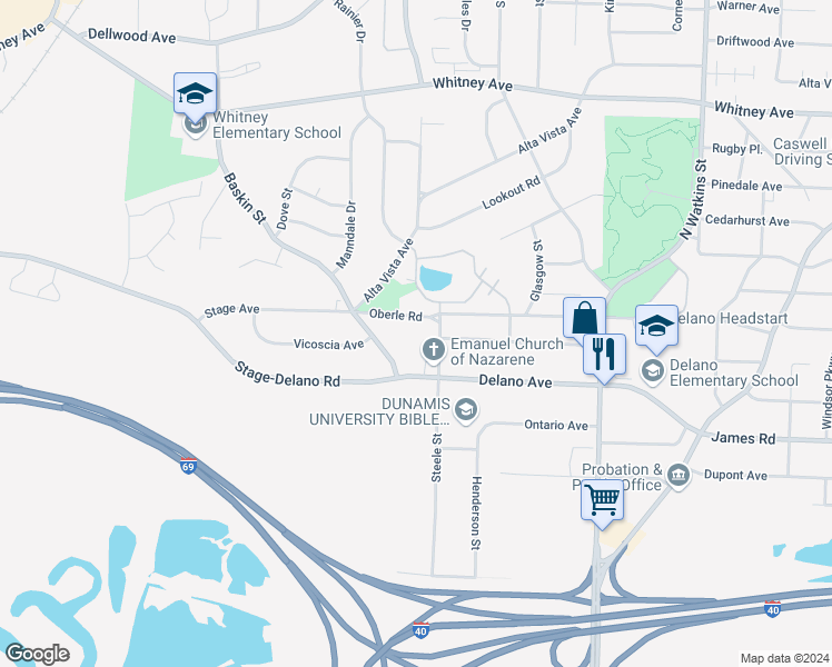 map of restaurants, bars, coffee shops, grocery stores, and more near 1462 Delano Avenue in Memphis