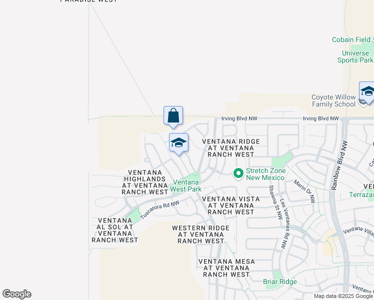 map of restaurants, bars, coffee shops, grocery stores, and more near 10444 Savoy Drive Northwest in Albuquerque