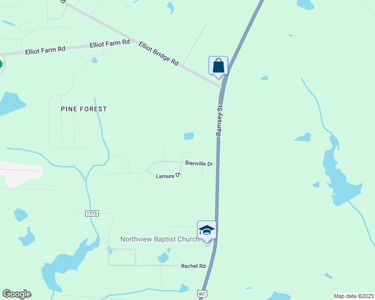 map of restaurants, bars, coffee shops, grocery stores, and more near 7110 Lamure Drive in Fayetteville