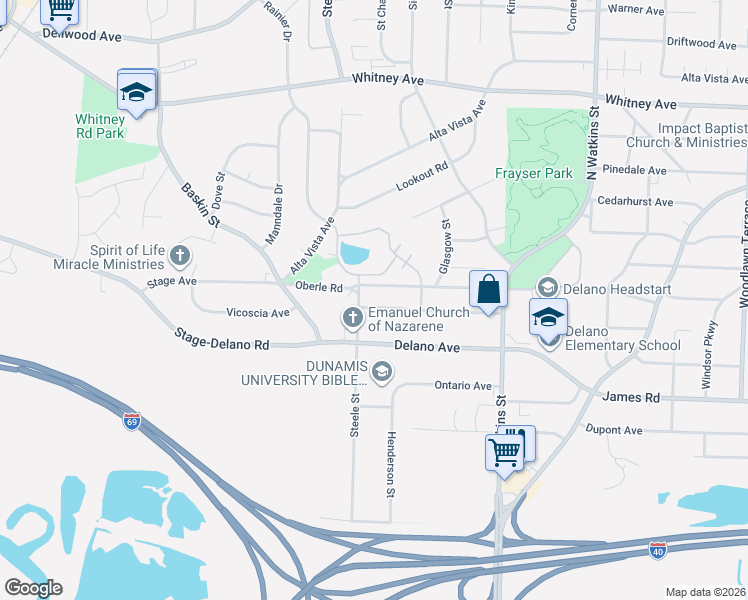 map of restaurants, bars, coffee shops, grocery stores, and more near 1509 Roosevelt Avenue in Memphis