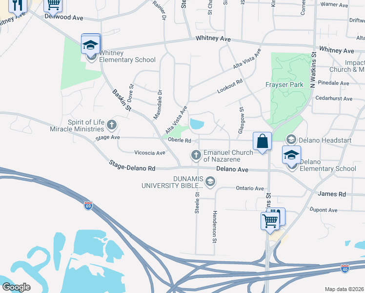 map of restaurants, bars, coffee shops, grocery stores, and more near 1462 Delano Avenue in Memphis