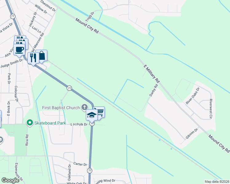 map of restaurants, bars, coffee shops, grocery stores, and more near 346 Rita Road in Marion
