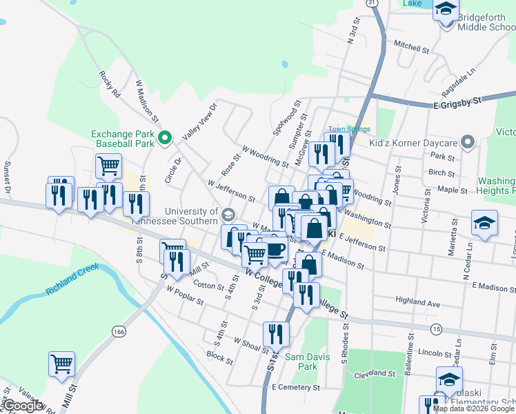 map of restaurants, bars, coffee shops, grocery stores, and more near 328 West Madison Street in Pulaski