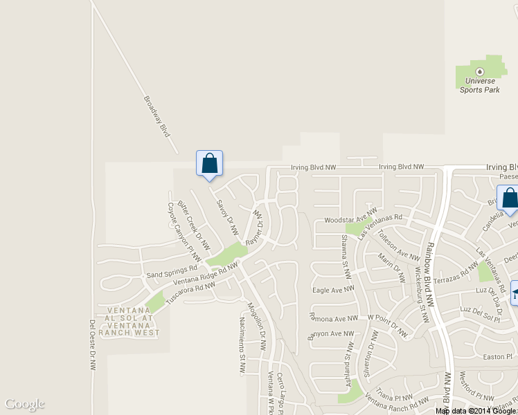 map of restaurants, bars, coffee shops, grocery stores, and more near 10440 Rayner Drive Northwest in Albuquerque