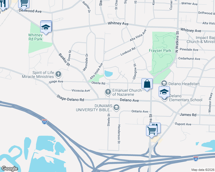 map of restaurants, bars, coffee shops, grocery stores, and more near 1462 Delano Avenue in Memphis