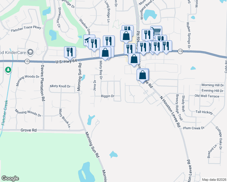 map of restaurants, bars, coffee shops, grocery stores, and more near 2748 Maggie Woods Lane in Arlington