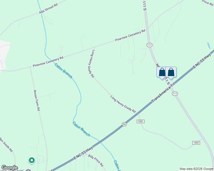 map of restaurants, bars, coffee shops, grocery stores, and more near 178-198 Long Henry Grady Road in Seven Springs
