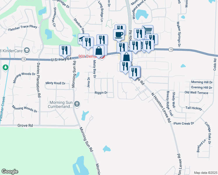 map of restaurants, bars, coffee shops, grocery stores, and more near 2772 Maggie Woods Place in Arlington