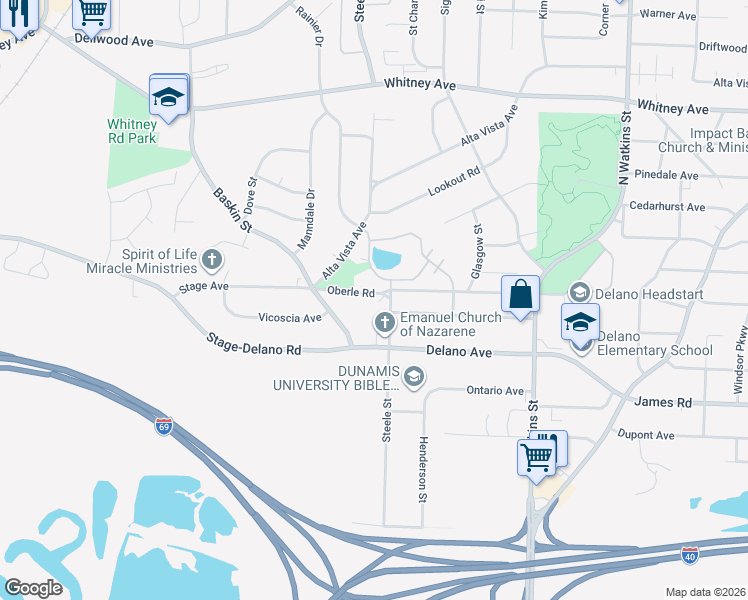 map of restaurants, bars, coffee shops, grocery stores, and more near 1477 Oberle Road in Memphis