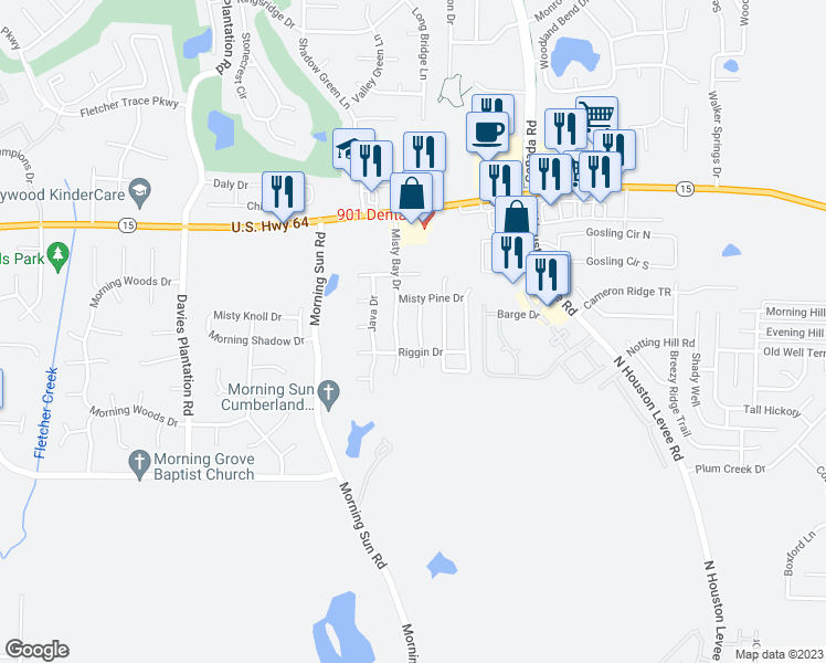 map of restaurants, bars, coffee shops, grocery stores, and more near 2773 Misty Valley Drive in Arlington