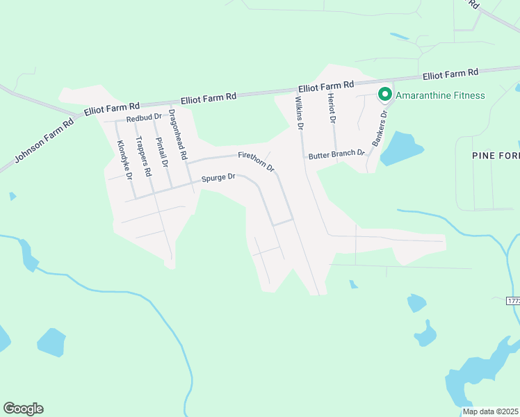 map of restaurants, bars, coffee shops, grocery stores, and more near 7645 Spurge Drive in Fayetteville