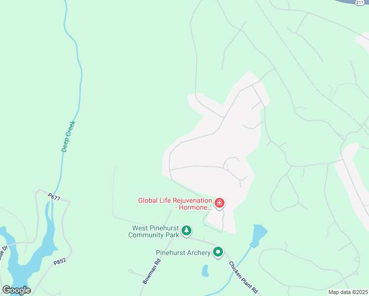 map of restaurants, bars, coffee shops, grocery stores, and more near 49 Abbottsford Drive in Pinehurst