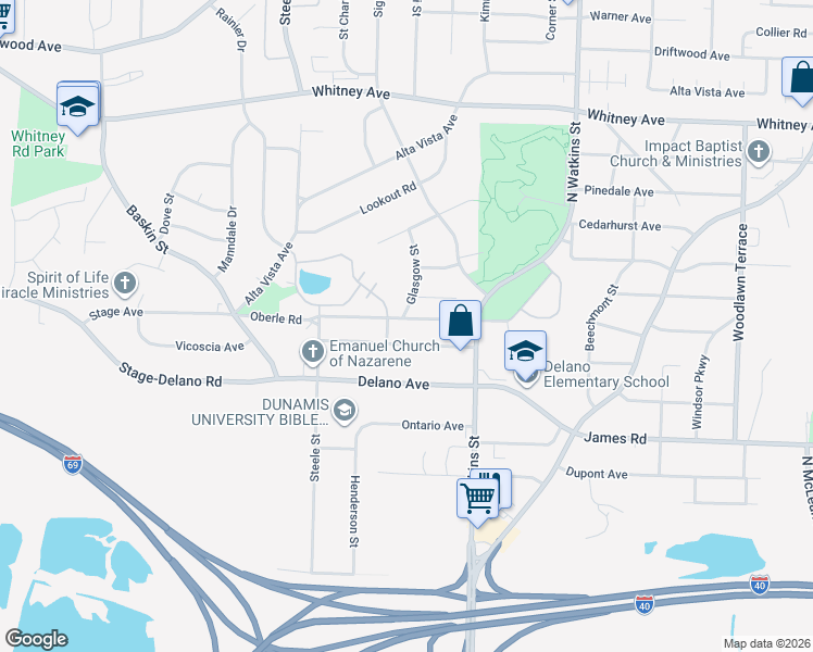 map of restaurants, bars, coffee shops, grocery stores, and more near 2805 Glasgow Street in Memphis