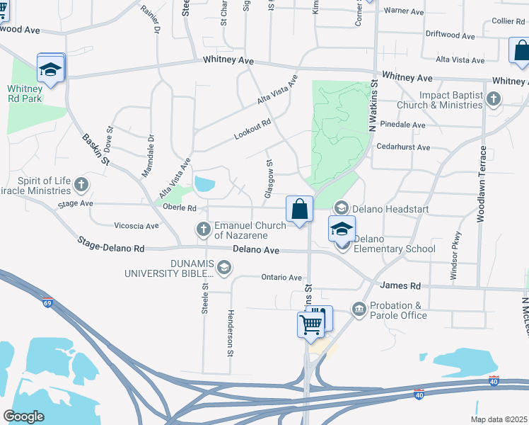 map of restaurants, bars, coffee shops, grocery stores, and more near 2805 Glasgow Street in Memphis