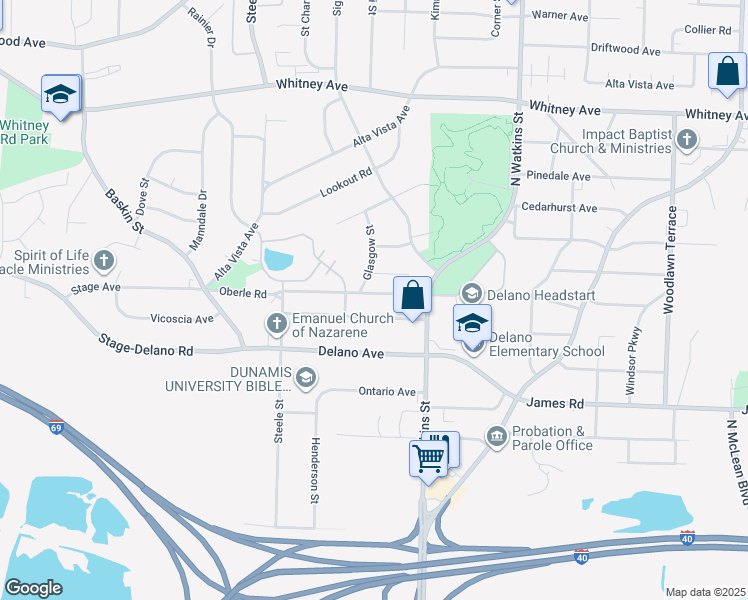 map of restaurants, bars, coffee shops, grocery stores, and more near 1613 Oberle Road in Memphis