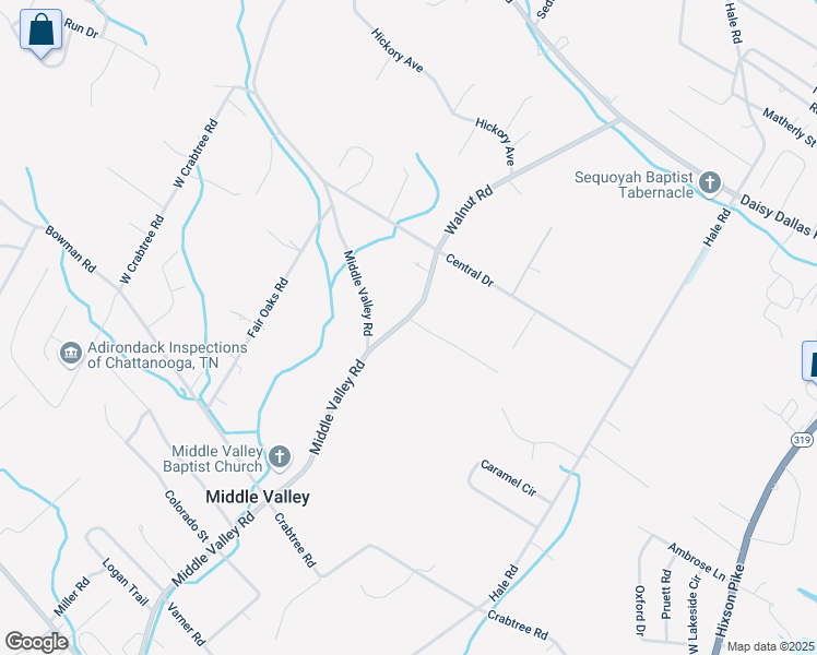 map of restaurants, bars, coffee shops, grocery stores, and more near 1150 Green Grove Drive in Middle Valley