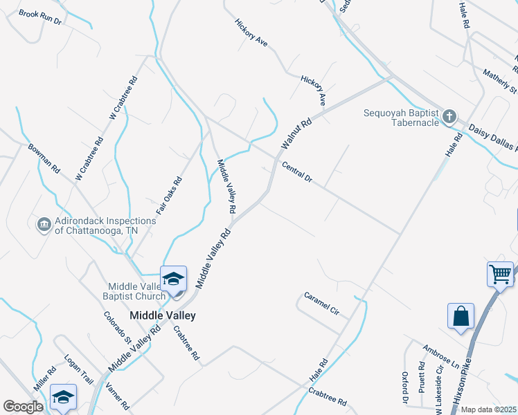 map of restaurants, bars, coffee shops, grocery stores, and more near 1150 Green Grove Drive in Middle Valley