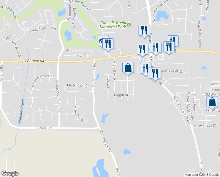 map of restaurants, bars, coffee shops, grocery stores, and more near 2774 Java Drive in Arlington