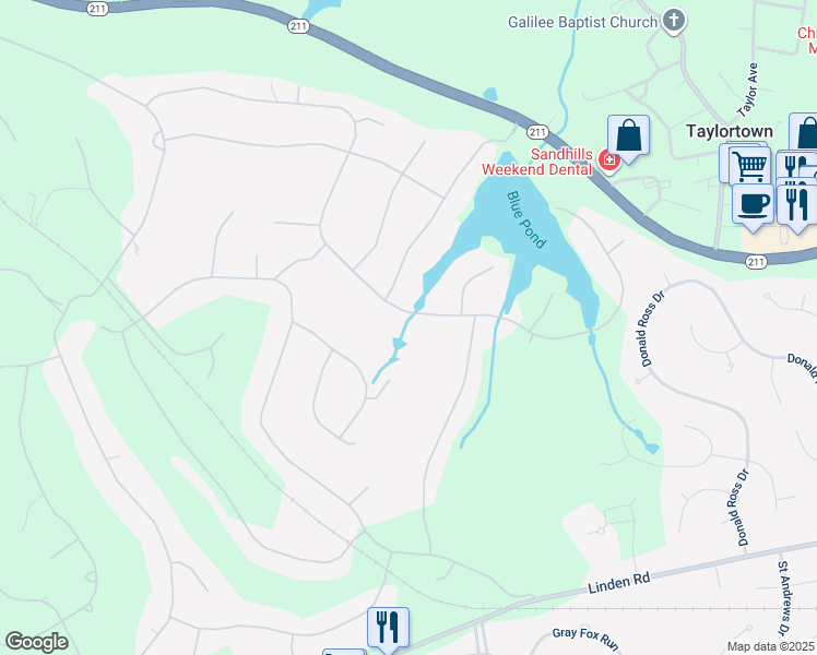 map of restaurants, bars, coffee shops, grocery stores, and more near 46 Stoneykirk Drive in Pinehurst