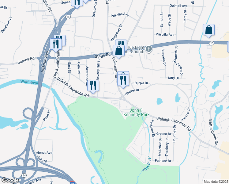 map of restaurants, bars, coffee shops, grocery stores, and more near 4500 Stone Gate Drive in Memphis