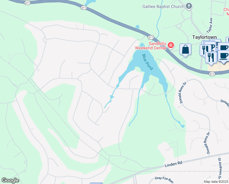 map of restaurants, bars, coffee shops, grocery stores, and more near 46 Stoneykirk Drive in Pinehurst