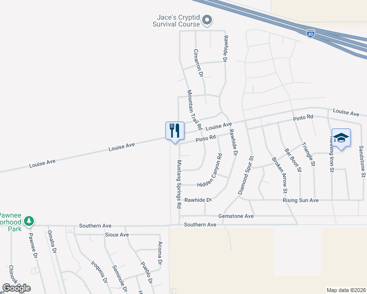 map of restaurants, bars, coffee shops, grocery stores, and more near 901-999 Pinto Road in Kingman