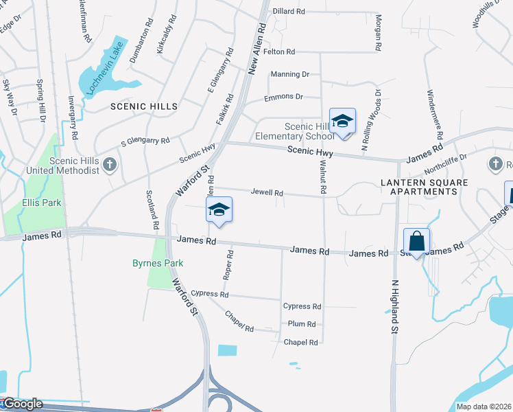 map of restaurants, bars, coffee shops, grocery stores, and more near 3311 Jewell Road in Memphis
