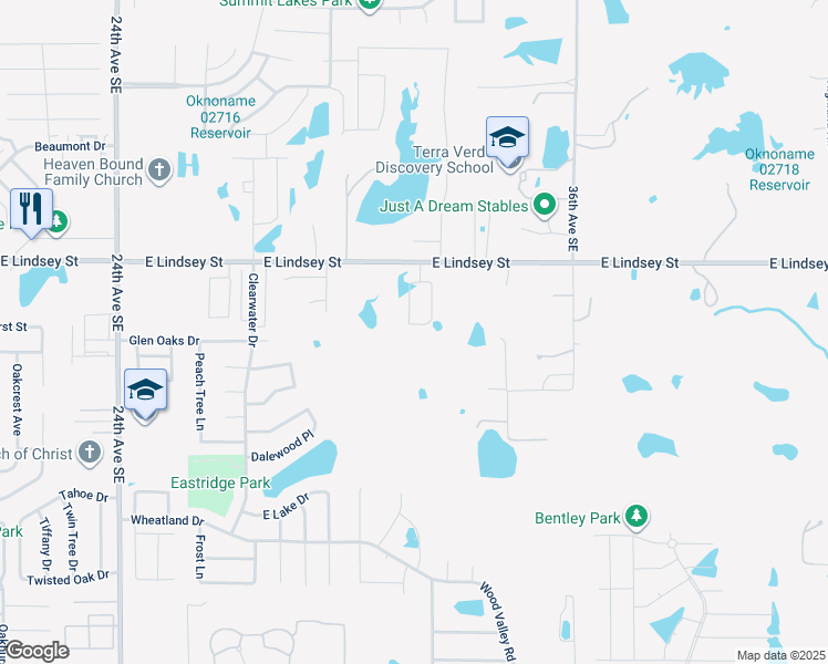 map of restaurants, bars, coffee shops, grocery stores, and more near 3104 Pebble Pond Drive in Norman