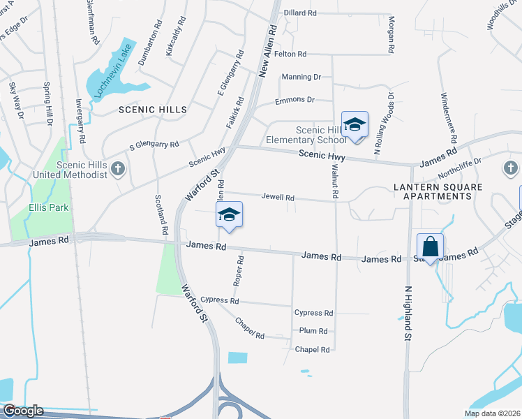 map of restaurants, bars, coffee shops, grocery stores, and more near 3311 Jewell Road in Memphis