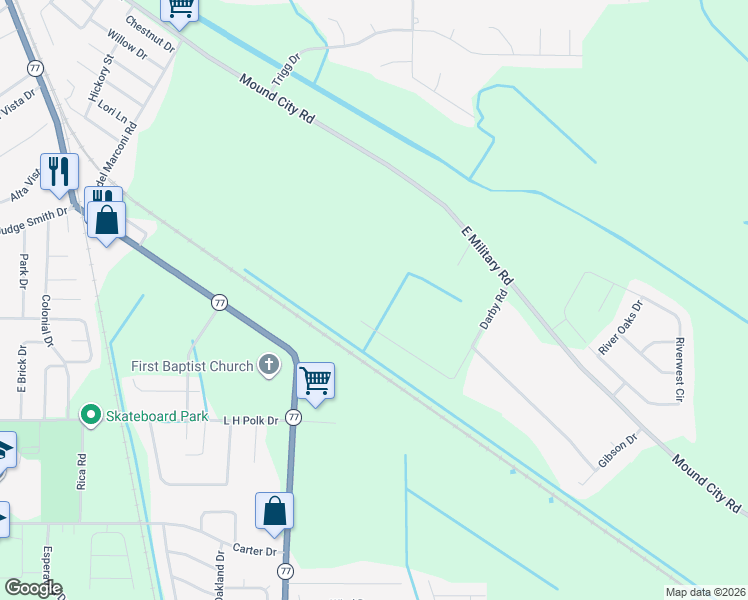 map of restaurants, bars, coffee shops, grocery stores, and more near 346 Rita Road in Marion