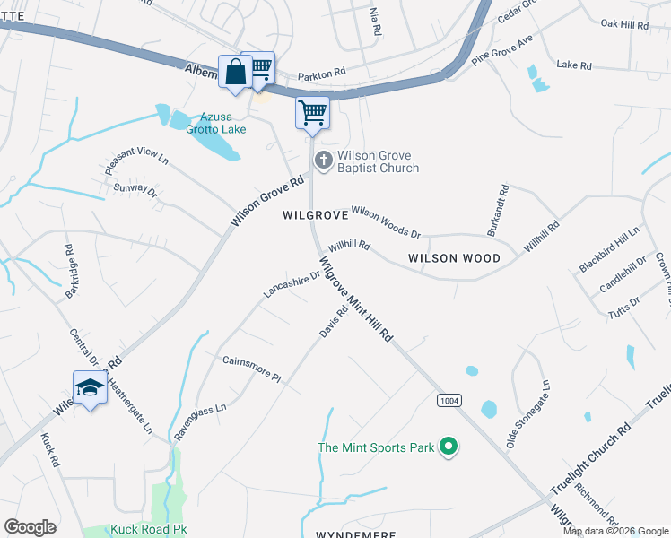 map of restaurants, bars, coffee shops, grocery stores, and more near 7928 Willhill Road in Mint Hill