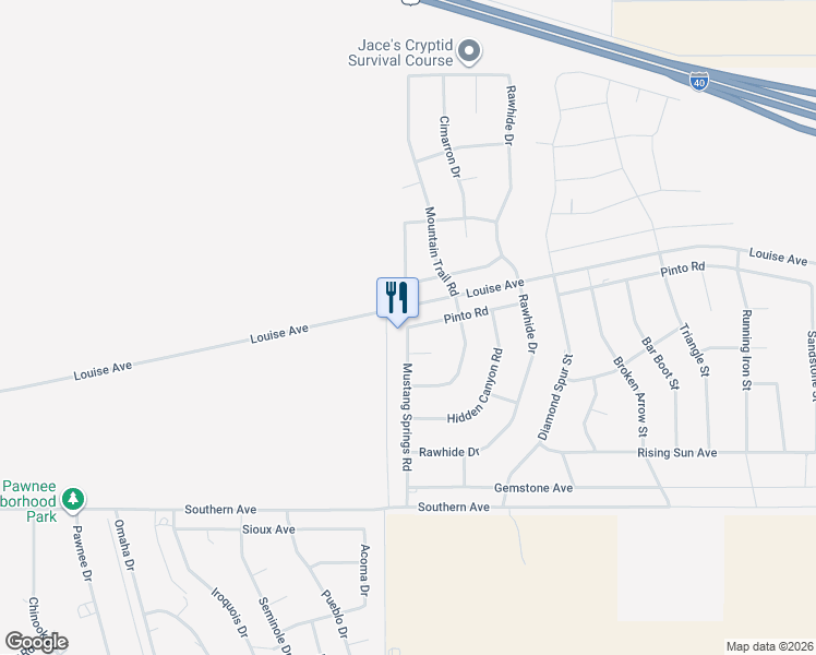 map of restaurants, bars, coffee shops, grocery stores, and more near 901 Pinto Road in Kingman