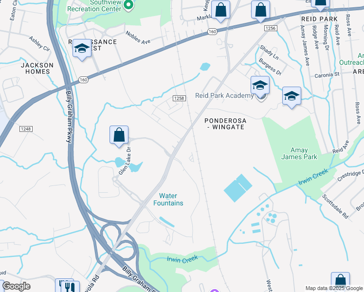 map of restaurants, bars, coffee shops, grocery stores, and more near 3929 West Tyvola Road in Charlotte