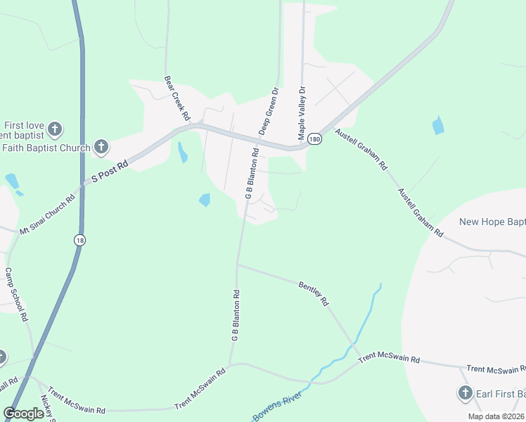 map of restaurants, bars, coffee shops, grocery stores, and more near 2923 G B Blanton Road in Shelby