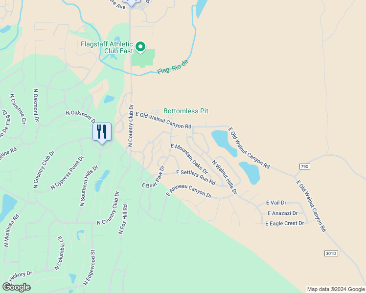 map of restaurants, bars, coffee shops, grocery stores, and more near 5974 East Mountain Oaks Drive in Flagstaff