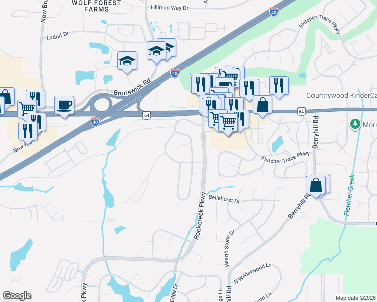 map of restaurants, bars, coffee shops, grocery stores, and more near 8905 Lanthorn Cove in Memphis