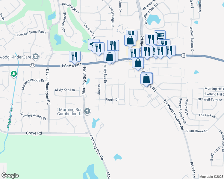 map of restaurants, bars, coffee shops, grocery stores, and more near 2768 Misty Valley in Arlington