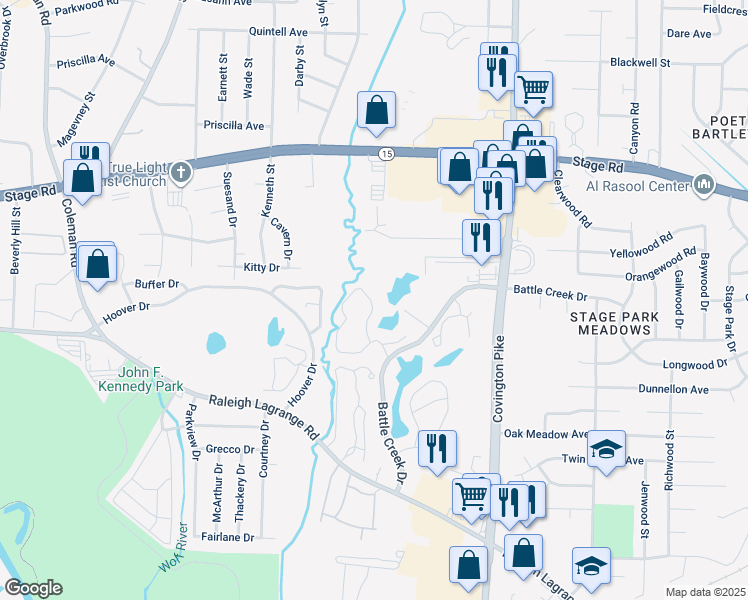 map of restaurants, bars, coffee shops, grocery stores, and more near 2820 Summit Arbors Circle in Memphis