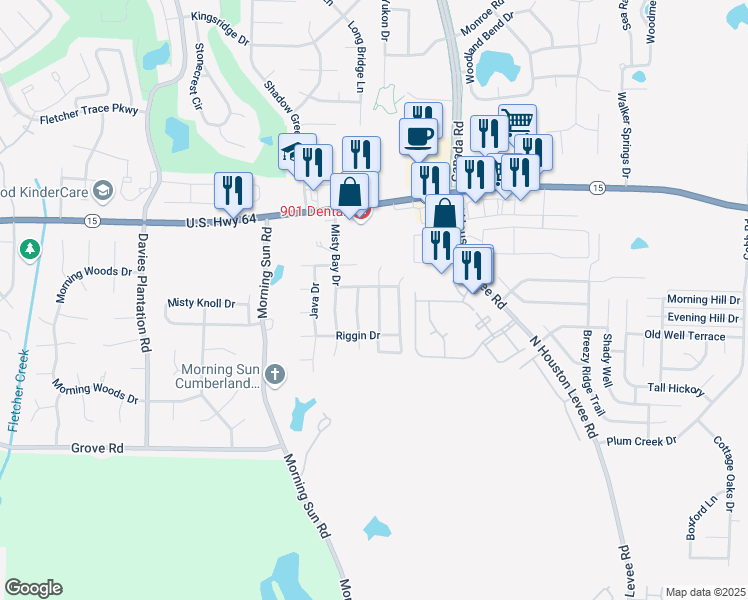 map of restaurants, bars, coffee shops, grocery stores, and more near 2799 Maggie Woods Lane in Arlington