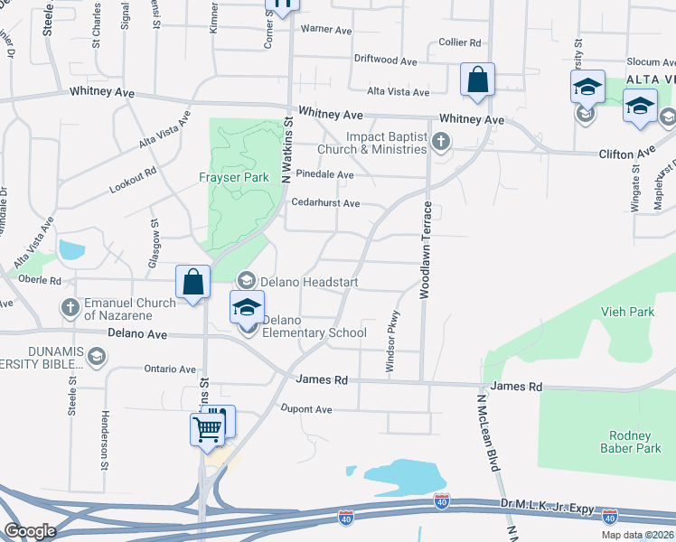 map of restaurants, bars, coffee shops, grocery stores, and more near 1869 The Elms Avenue in Memphis