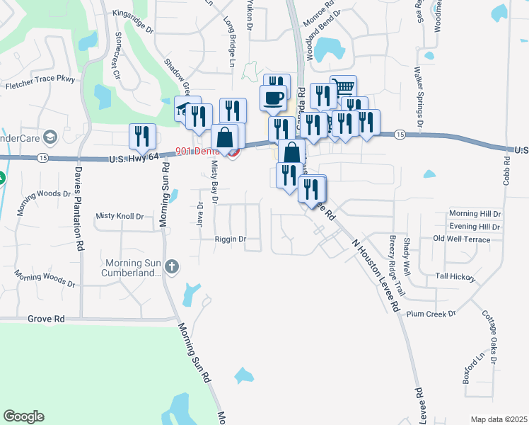 map of restaurants, bars, coffee shops, grocery stores, and more near 2798 Virginia Woods Place in Arlington