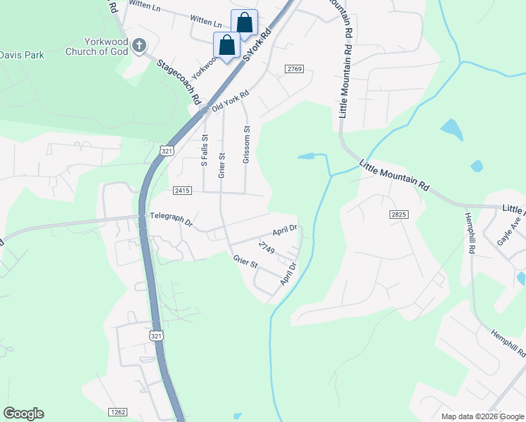 map of restaurants, bars, coffee shops, grocery stores, and more near 508 Telegraph Drive in Gastonia