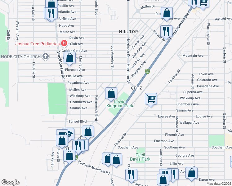 map of restaurants, bars, coffee shops, grocery stores, and more near 2209 Ashfork Avenue in Kingman