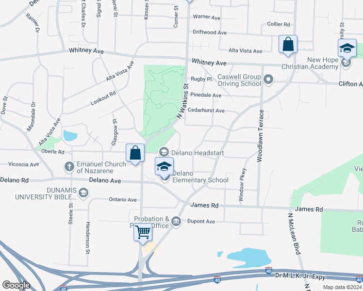 map of restaurants, bars, coffee shops, grocery stores, and more near 2818 Green Terrace Drive in Memphis
