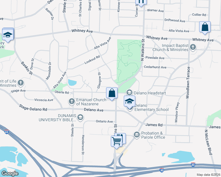 map of restaurants, bars, coffee shops, grocery stores, and more near 1643 Vicky Lane in Memphis