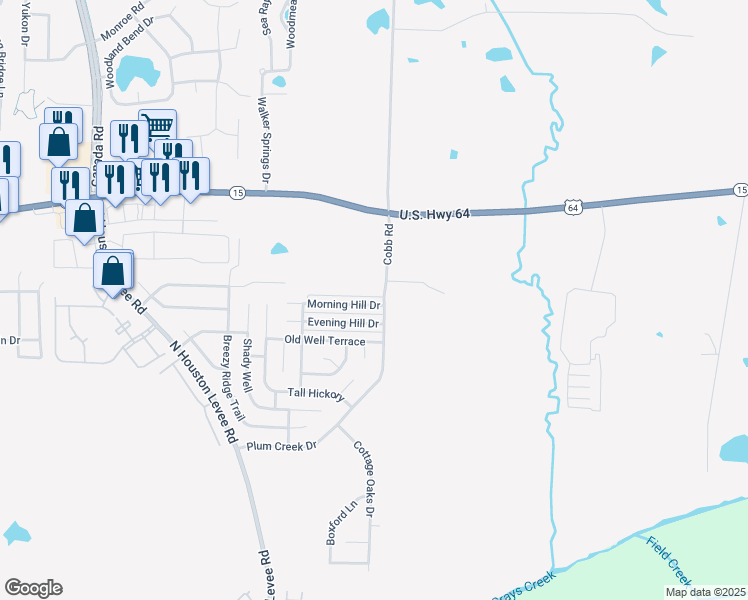 map of restaurants, bars, coffee shops, grocery stores, and more near 10256 Morning Hill Dr in Memphis